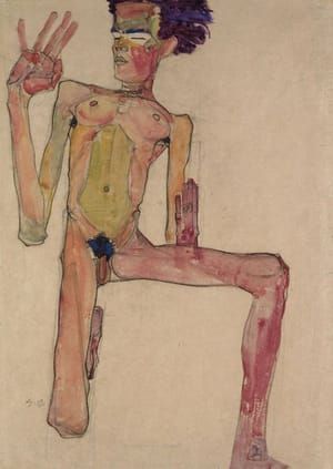 Artwork Title: Kneeling Male Nude (Self-Portrait)