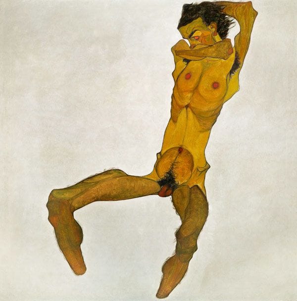 Artwork Title: Sitzender männlicher Akt (Selbstbildnis) (Sitting Male Nude, Self Portrait)