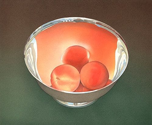 Artwork Title: Peaches in Silver Bowl