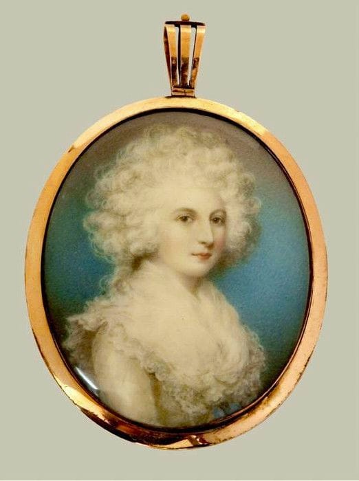 Artwork Title: Miniature portrait of a lady with sepia mourning on back