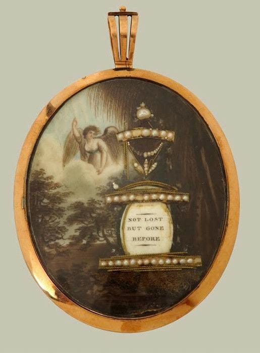 Artwork Title: Miniature portrait of a lady with sepia mourning on back