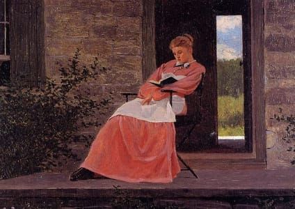 Artwork Title: Girl Reading on a Stone Porch