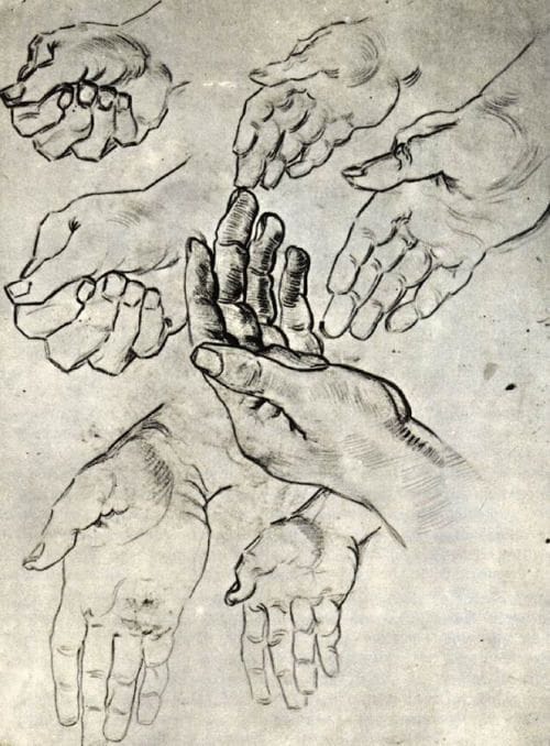 Artwork Title: Study Sheet with Seven Hands January-February