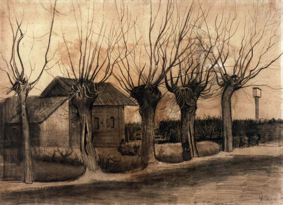 Artwork Title: Small House on a Road with Pollar Willows, Etten, October