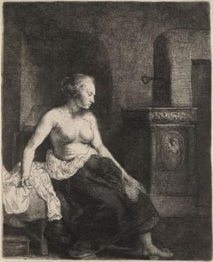 Artwork Title: Woman Sitting Half-Dressed Beside a Stove