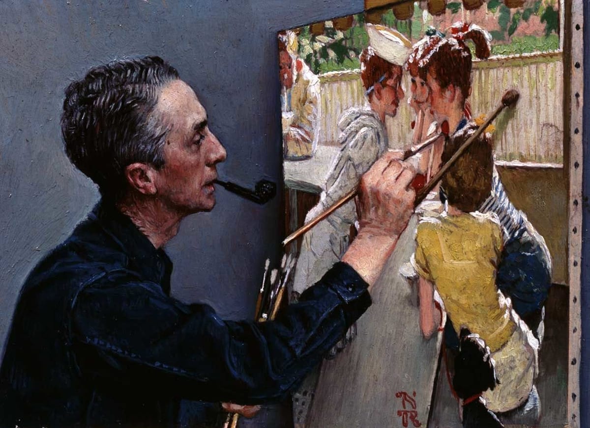 Artwork Title: Portrait of Norman Rockwell Painting the Soda Jerk
