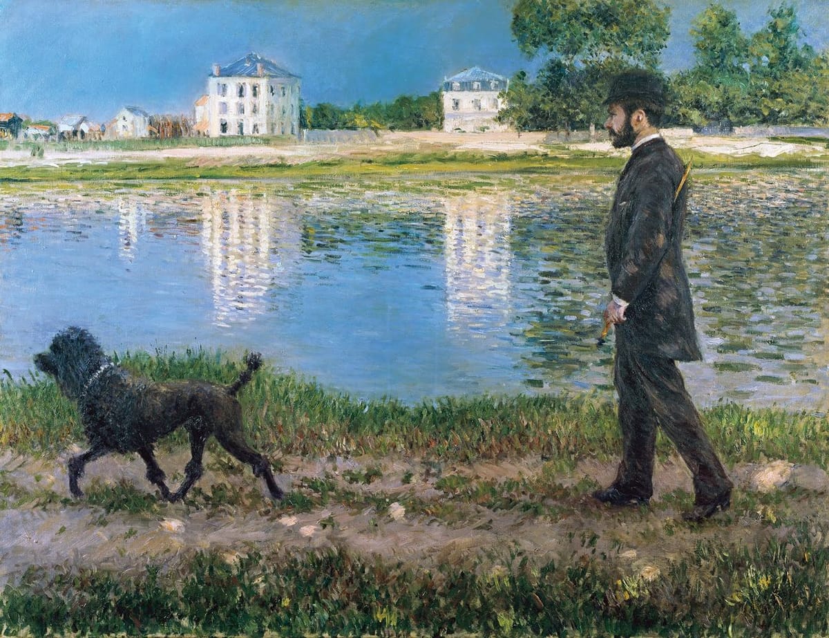Artwork Title: Richard Gallo and His Dog at Petit Gennevilliers