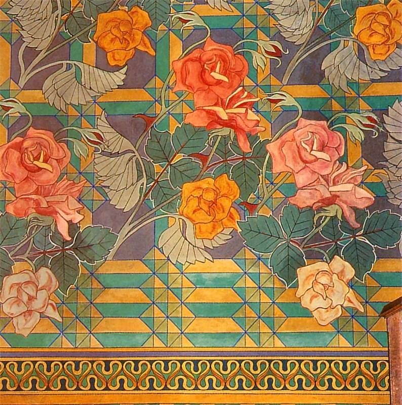 Artwork Title: Roses, Fragment of polychromy in the church of Franciscans in Krakow