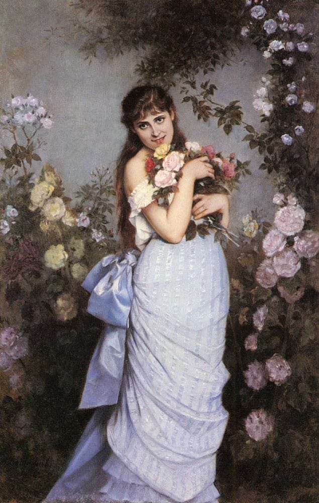 Artwork Title: A Young Woman in a Rose Garden