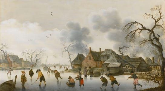 Artwork Title: Winter Scene With Skaters And Kolfers On The Ice