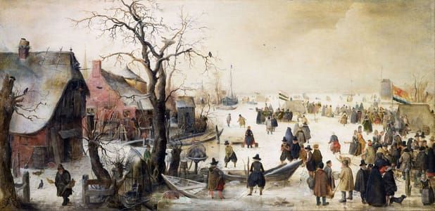 Artwork Title: Winter Scene On A Canal
