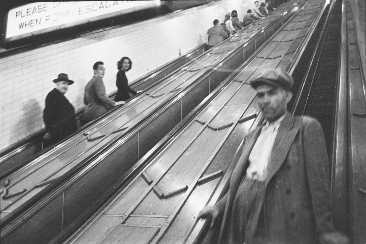 Artwork Title: People On Escalators In A Subway Station