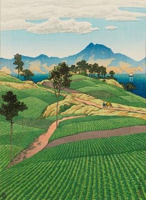 Artwork Title: The Onsen Range Seen from Amakusa