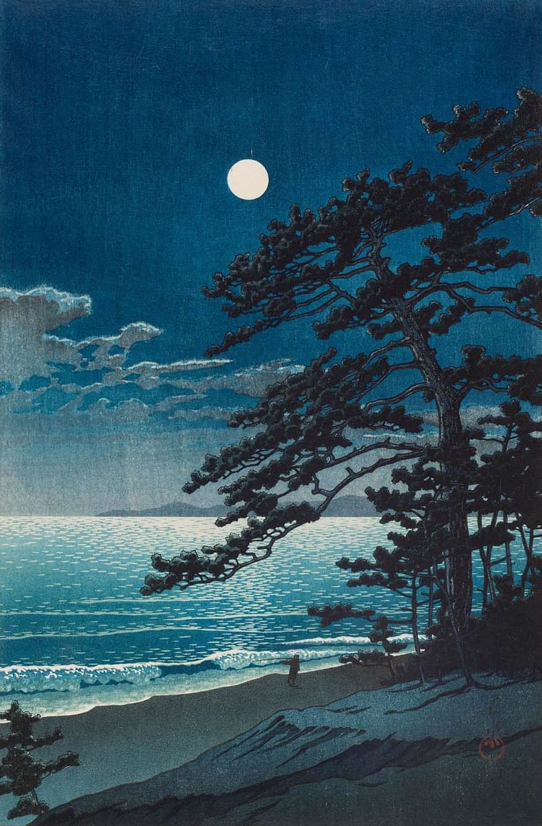 Artwork Title: Spring Moon at Ninomiya Beach