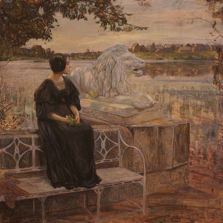 Artwork Title: Portrait Of The Artist’s Wife, Lubov Brodskaya, On The Terrace