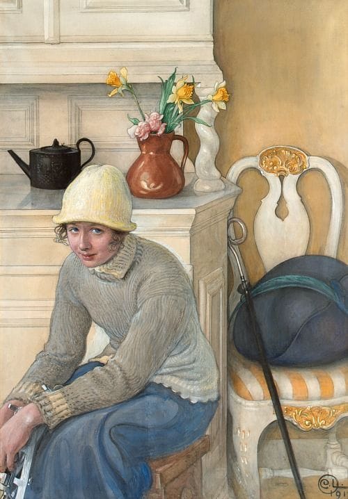 Artwork Title: Girl with Ice Skates, Interior from the School Household, Falun