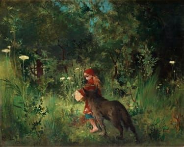 Artwork Title: Little Red Riding Hood and the Wolf in the forest,1881