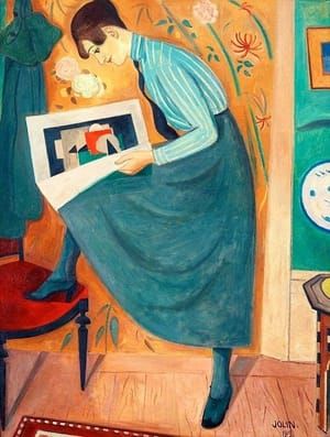 Artwork Title: Young woman reading an art magazine