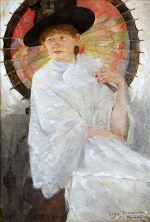Artwork Title: Portret młodej kobiety z czerwoną parasolką (Portrait of a Young Woman with a Red Umbrella,)