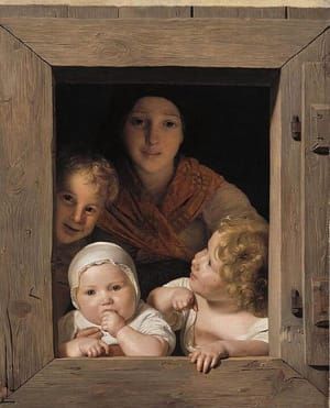 Artwork Title: Young Peasant Woman with Three Children at the Window