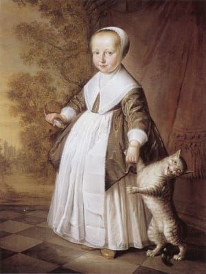 Artwork Title: Four-Year-Old Girl with Cat and Fish