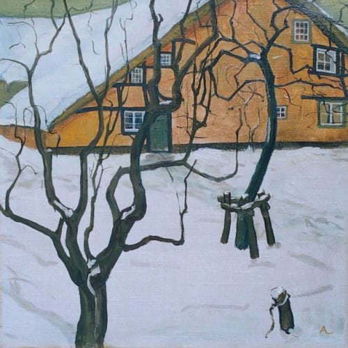 Artwork Title: Farmhouse in the Snow