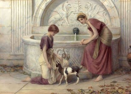 Artwork Title: At the Fountain, Autumn
