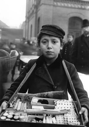 Artwork Title: Jewish Boy Selling Thread and Sewing Materials on the Street, Warsaw, Poland