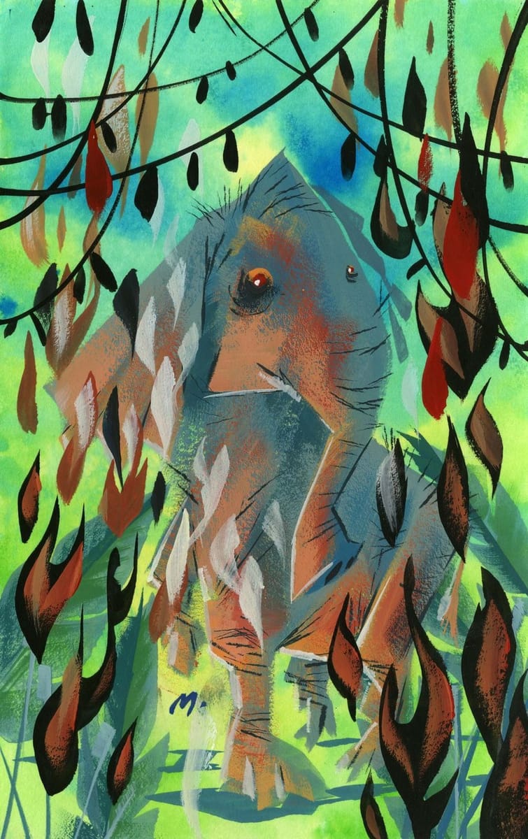 Artwork Title: The Jungle's on Fire: Elephant