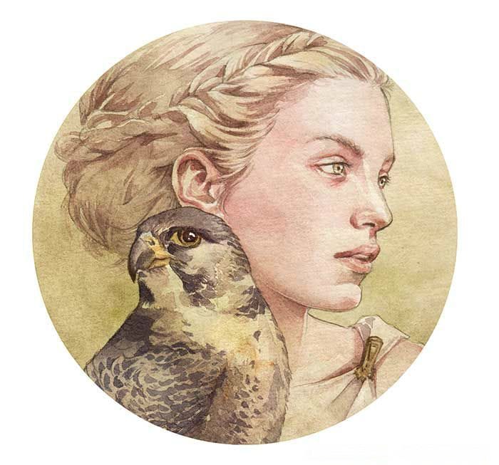 Artwork Title: Freya, with a Peregrine Falcon