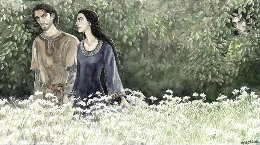 Artwork Title: Daeron Spies on Beren and Lúthien
