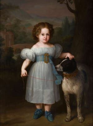 Artwork Title: Retrato de niña con perro (Portrait of a Little Girl and Dog)