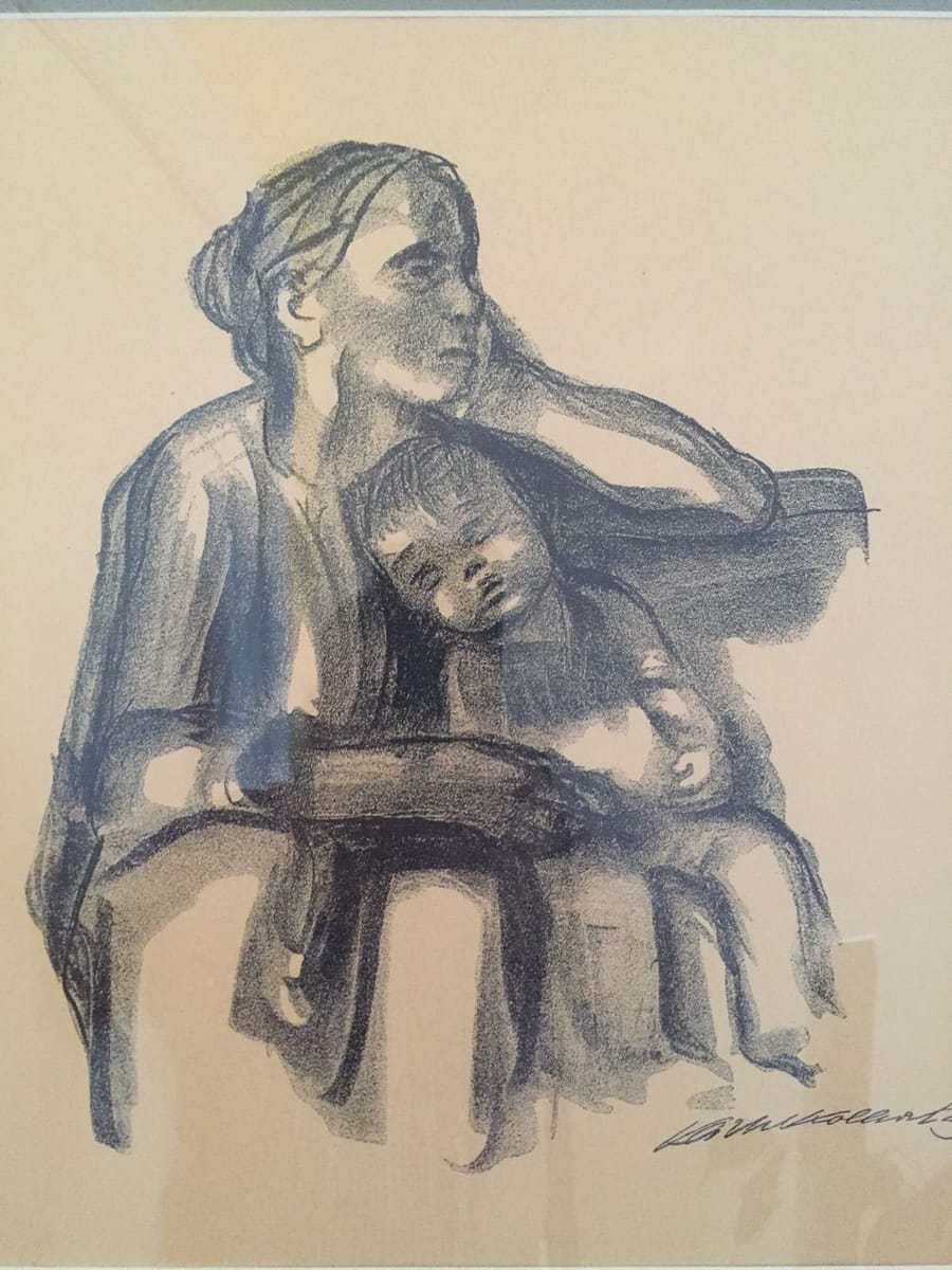 Artwork Title: Worker Woman with Sleeping Child
