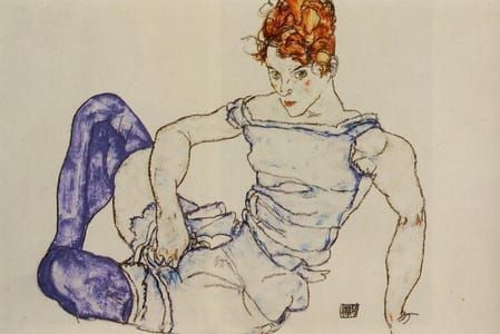Artwork Title: Seated Woman in Violet Stockings