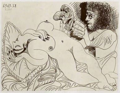 Artwork Title: Nu Couché Et Homme Au Masque (reclining Nude And Man With Mask)