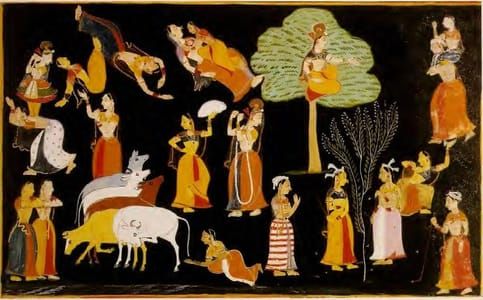 Artwork Title: The Madness of the Cowherdesses, Mewar School, Rajasthan