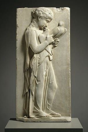 Artwork Title: Marble Grave Stele of a Little Girl, 450-440 BC