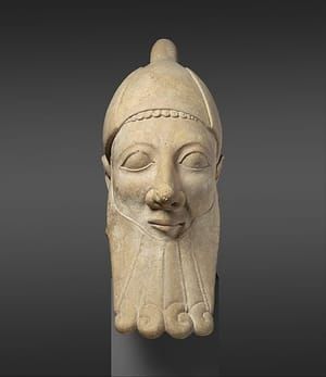 Artwork Title: Limestone Head of a Bearded Man, early 6th century BC