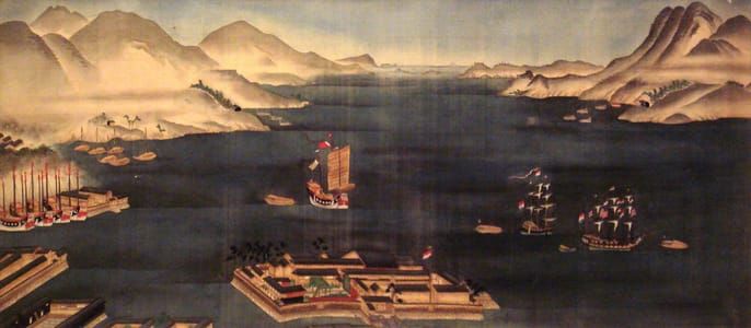 Artwork Title: Dejima and Nagasaki Bay, circa 1820