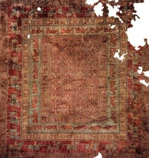 Artwork Title: The oldest, single, surviving knotted carpet in existence is an Armenian carpet called the “Pazyryk 