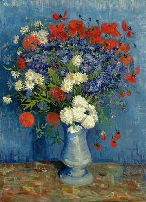 Artwork Title: Vase with Cornflower and Poppies