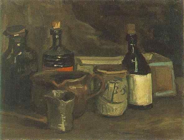 Artwork Title: Still Life With Bottles And Earthenware