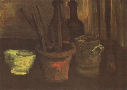 Artwork Title: Still Life With Paintbrushes In A Pot
