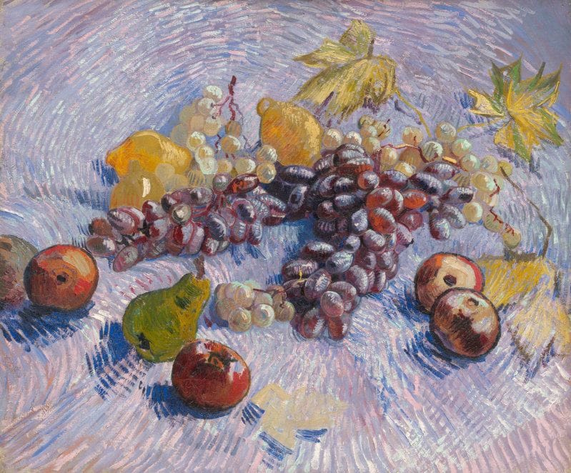 Artwork Title: Still Life With Apples, Pears, Lemons And Grapes