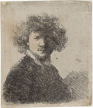 Artwork Title: Self Portrait with Curly Hair and White Collar