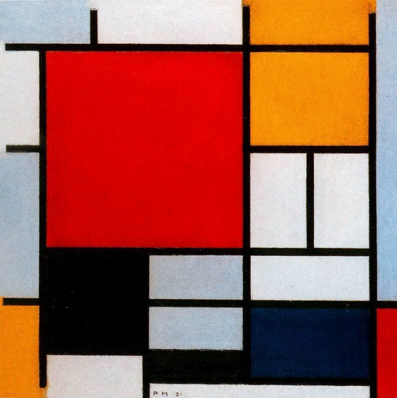 Artwork Title: Composition With Large Red Plane, Yellow, Black, Gray And Blue
