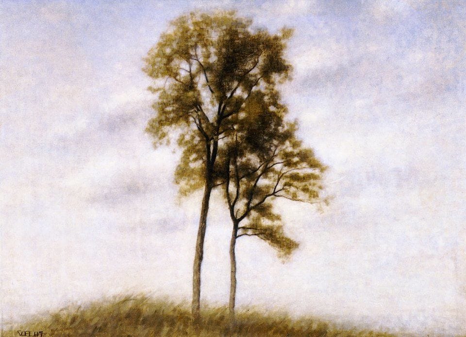 Artwork Title: Young Oak trees