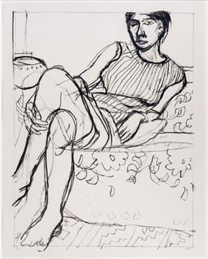 Artwork Title: Seated Woman in Striped Dress