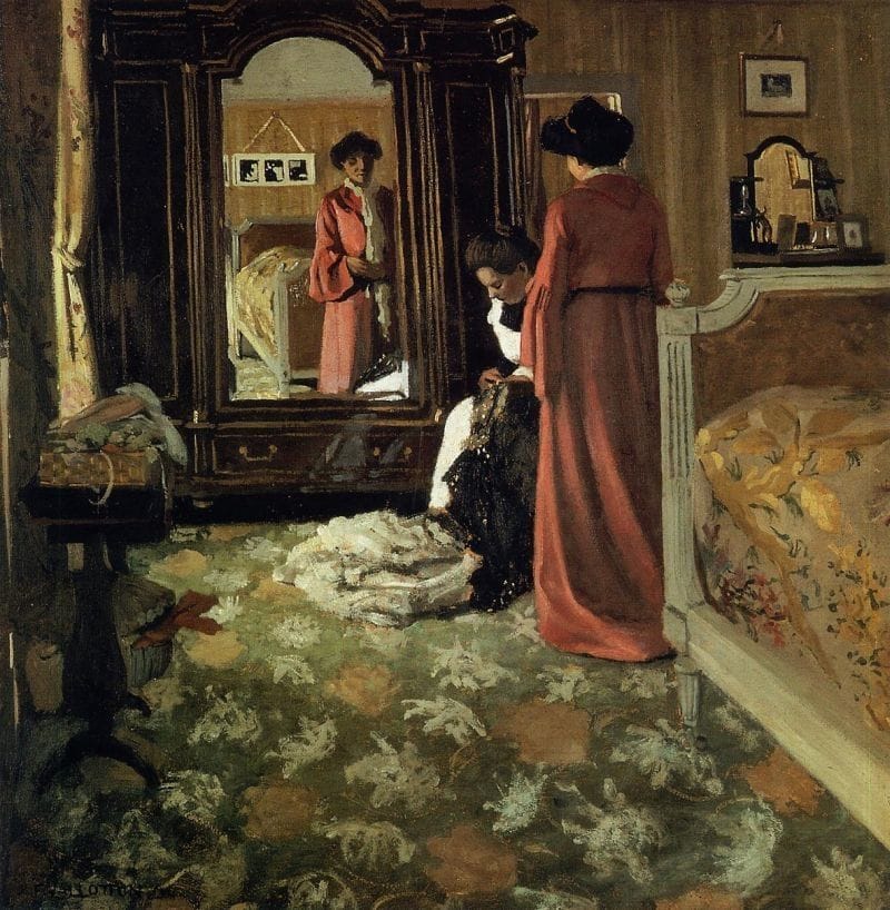 Artwork Title: Interior, Bedroom with Two Figures