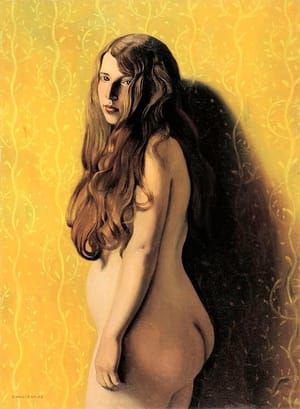 Artwork Title: Nu sur fond jaune (Nude Against a Yellow Background)